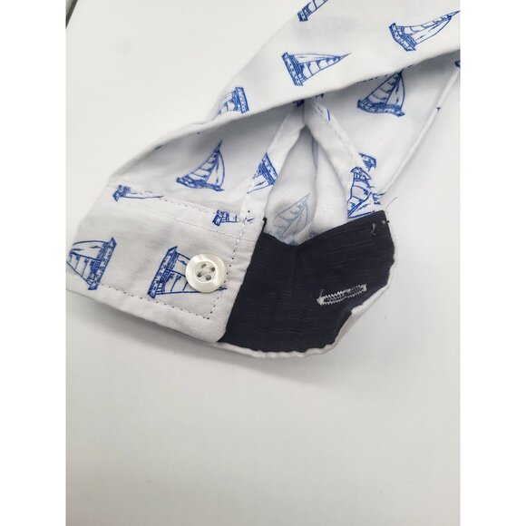 NAUTICA Baby Boys 3-6M Button Up Dress Shirt Ships Coastal Blue White - Picture 2 of 5